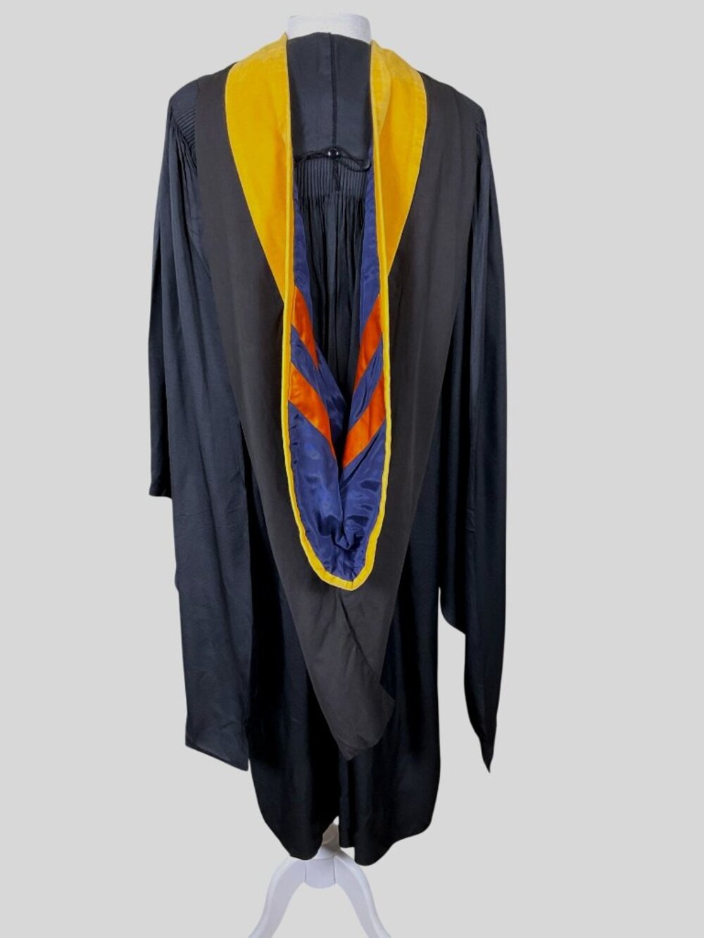E.R. Moore Co VTG Masters Graduation Gown Blue Orange Gold Hood Faculty Regalia